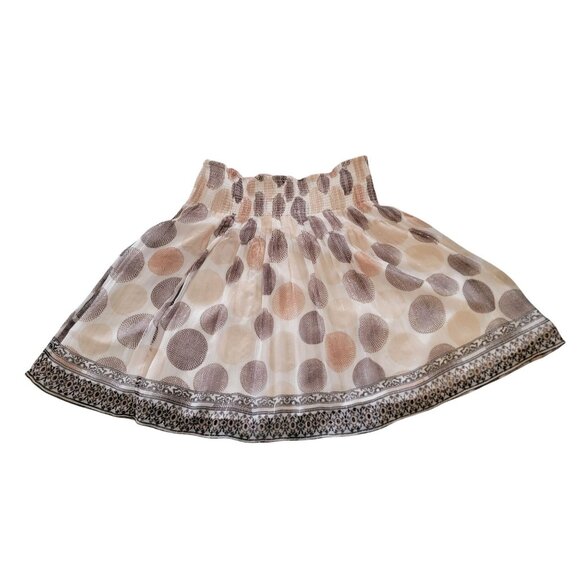 White House Black Market Silk Skirt M Polka Dot Pattern Elastic Waist - Picture 2 of 5